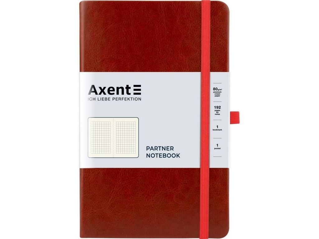Книга записная в клетку бордовая Partner Lux A5-. 96 листов. Axent 8202-05-A