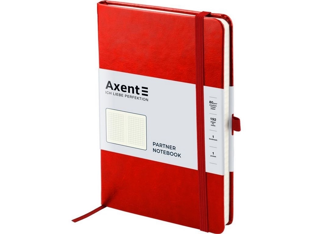 Записная книжка Axent Partner Lux, А5 клетка, 96 листов, красная обложка, Axent