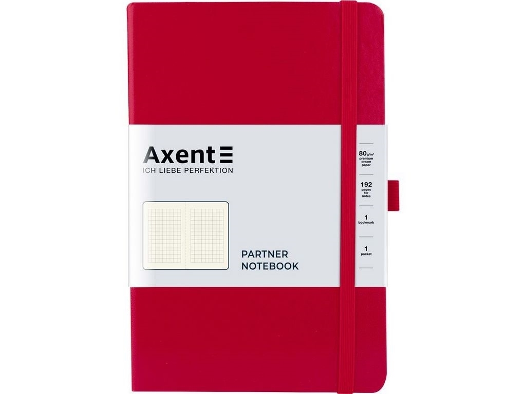 Записная книжка Axent Partner А5, клетка, 96 листов, красная обложка, Axent