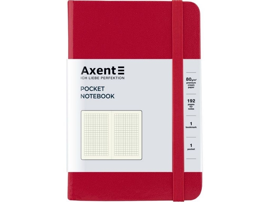 Записная книжка Axent Partner А6, клетка, 96 листов, красная обложка, Axent