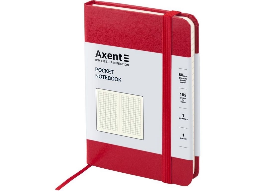 Записная книжка Axent Partner А6, клетка, 96 листов, красная обложка, Axent