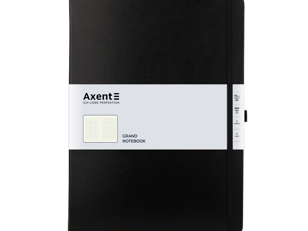 Книга записная в клетку Partner Grand черная 210х295 мм. 100 листов. Axent 8203-01-A