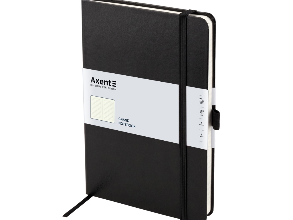 Книга записная в клетку Partner Grand черная 210х295 мм. 100 листов. Axent 8203-01-A