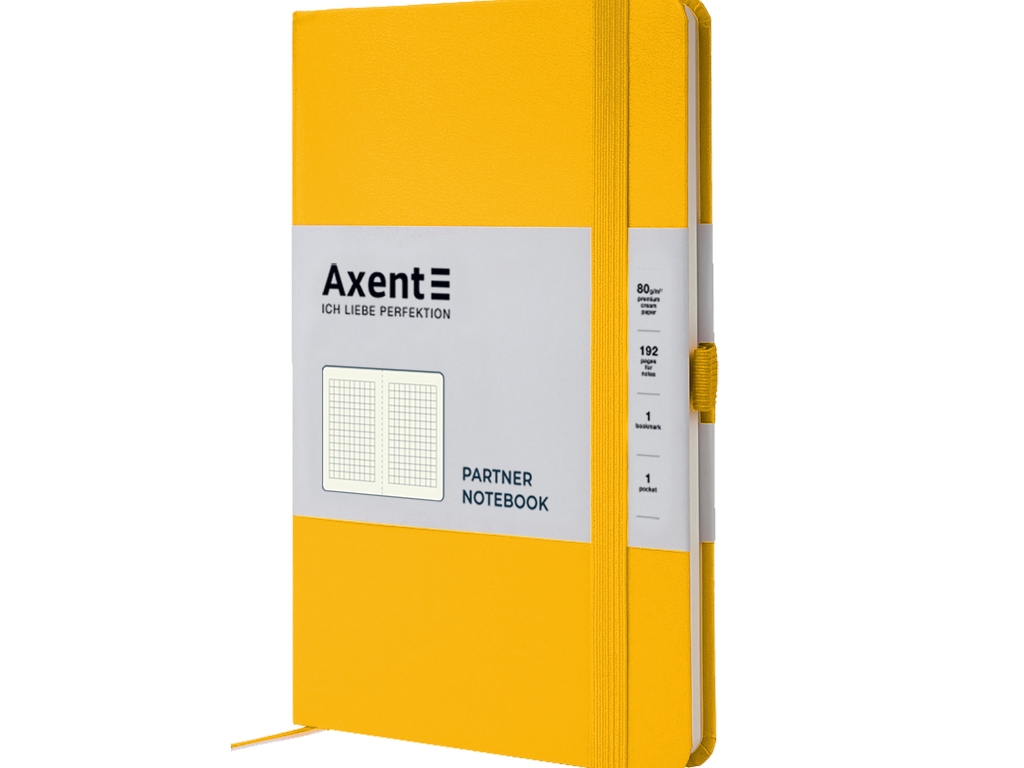Книга записная в клетку Partner желтая 125х195 см. 96 листов. Axent 8201-08-A