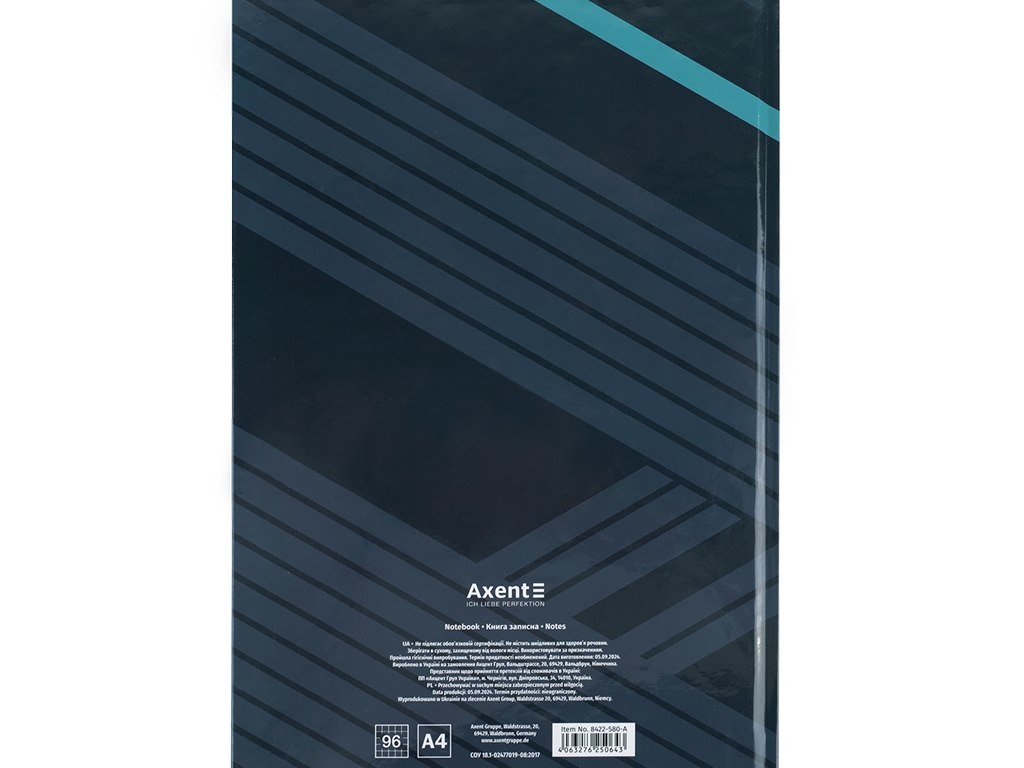Книга записная в клетку серая Lines А4. 96 листов. Axent 8422-580-A