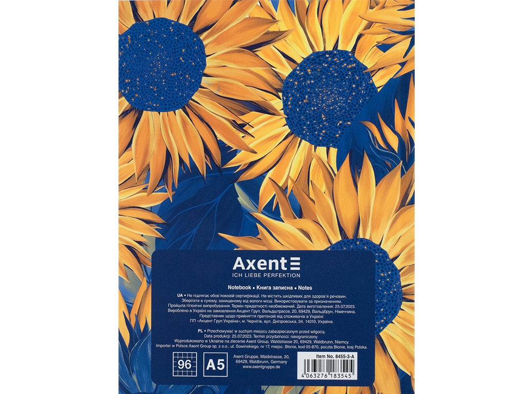 Книга записна у клітинку тверда обкладинка А5. 96 аркушів. Axent 8455-3-A
