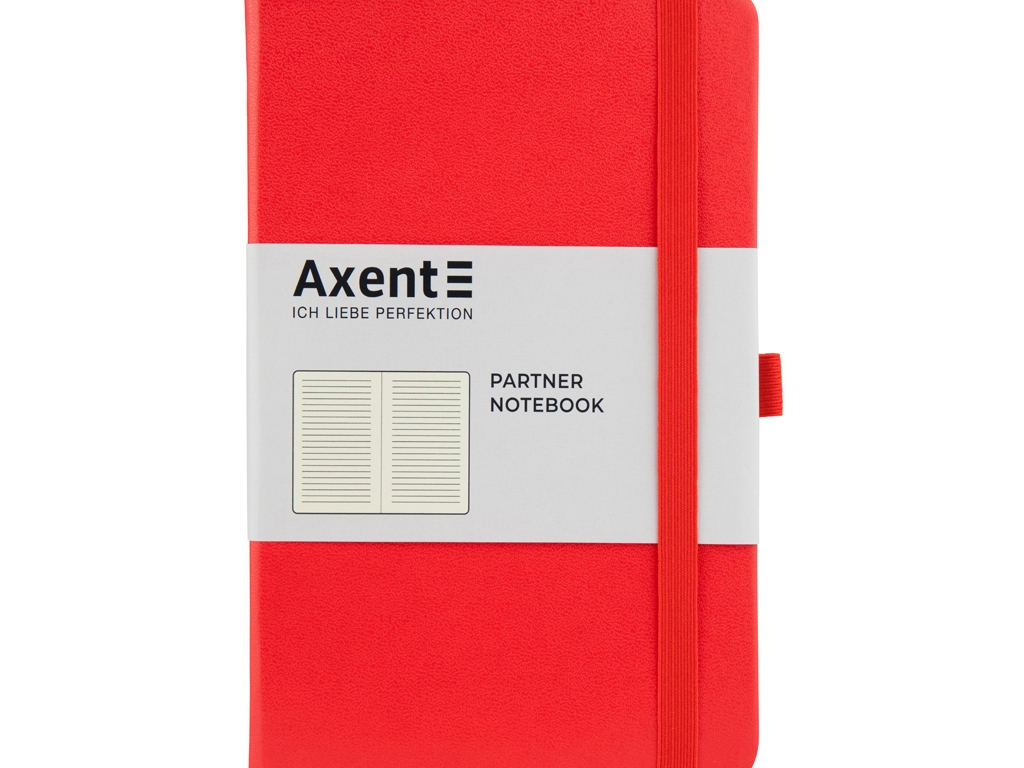 Записная книжка в линию Partner A5-, 96 листов, твердая красная обложка, Axent