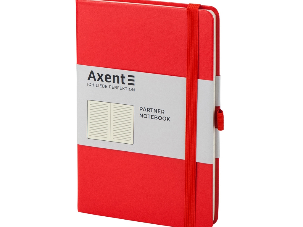 Записная книжка в линию Partner A5-, 96 листов, твердая красная обложка, Axent