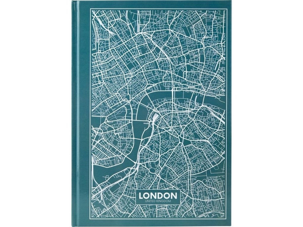 Книга записная в клетку бирюзовая А4 Maps London. 96 листов. Axent 8422-516-A