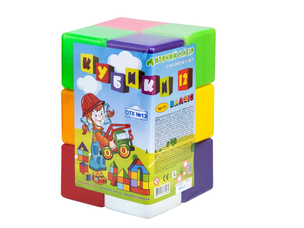 Кубики кольорові в сітці 12 шт, BAMSIC