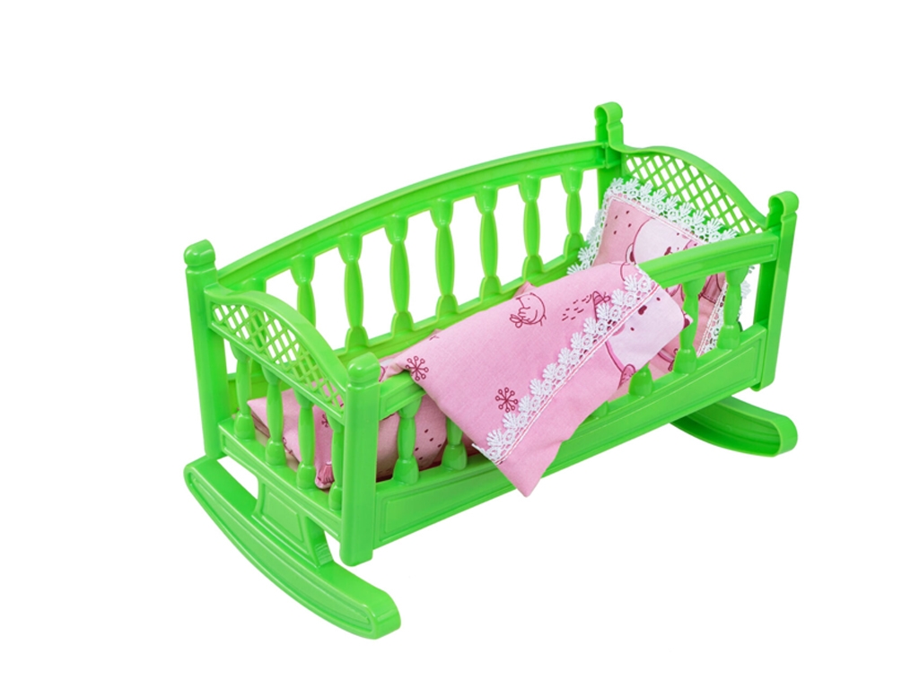 Кроватка для куклы имела с постелью 006/7, 34 см, люлька-качалка, Bamsic