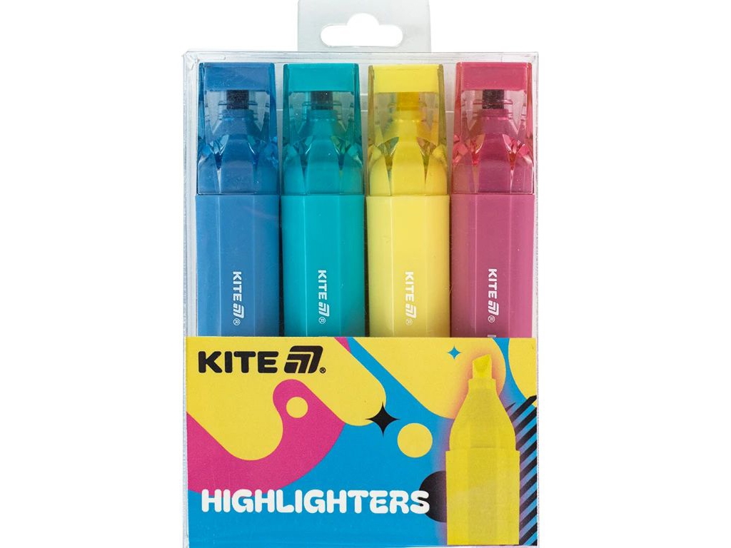 Маркер Highlighter Creative Trendy Colors, Набор из 4 цветов, Kite