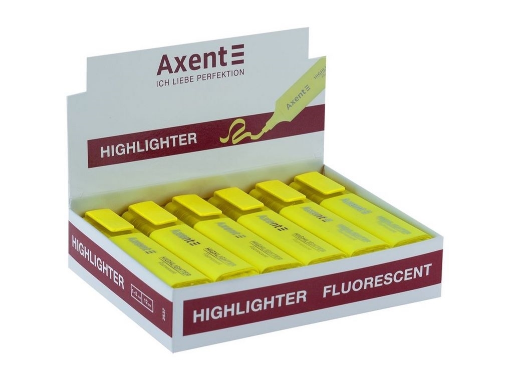 Маркер клиноподібний Highlighter жовтий, лінія 1-5 мм, (ціна за 1шт) Axent