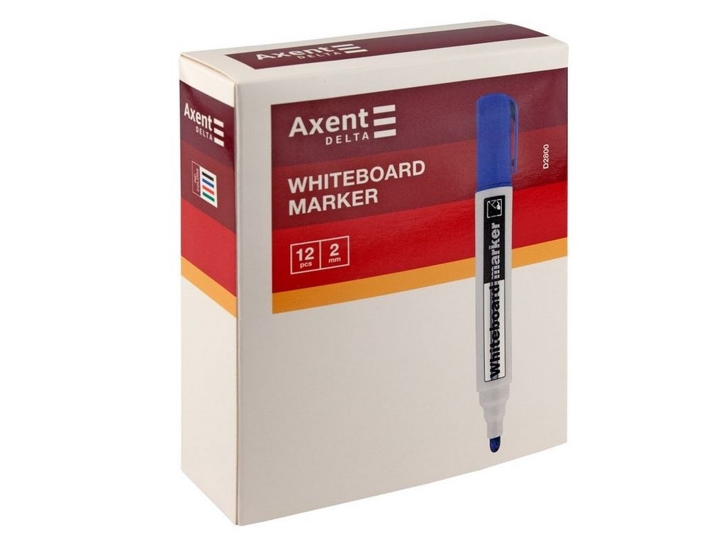 Маркер Axent Delta Whiteboard D2800-01, 2 мм, круглый, черный, Axent