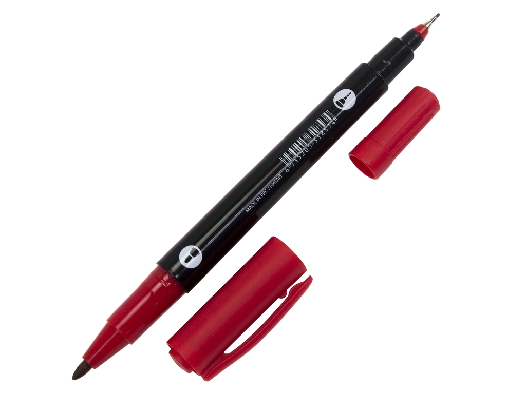 Маркер Permanent двухсторонний красный. Neo Line PM-5846