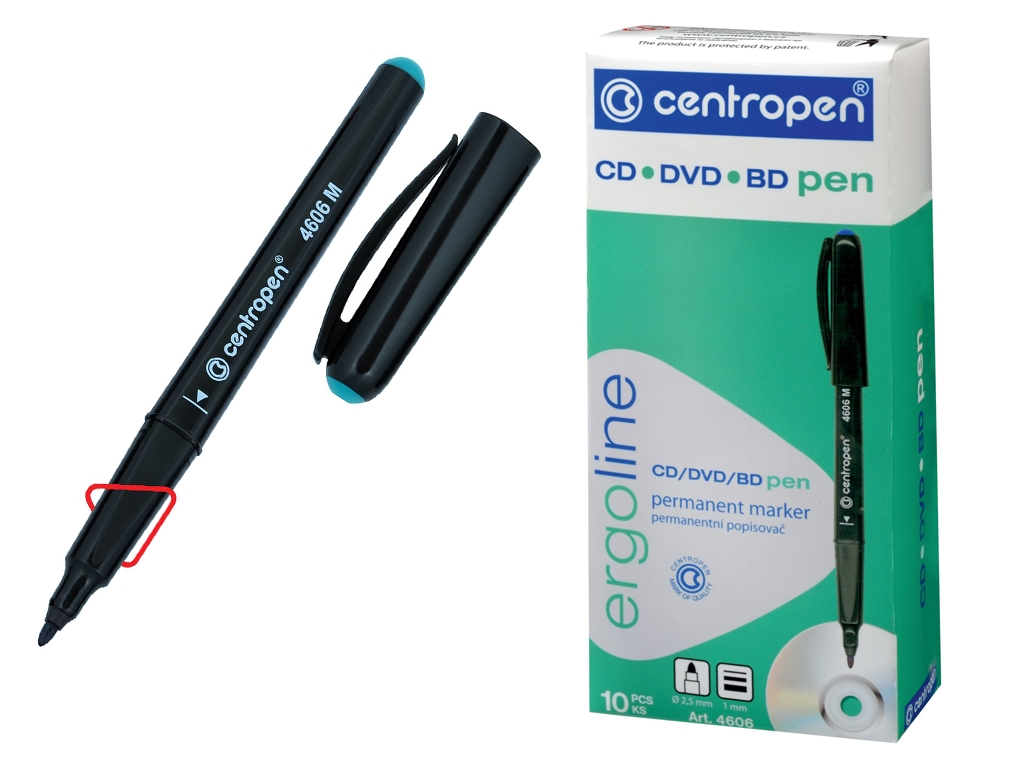 Маркер CD-Pen ergoline зеленый 1 мм. Centropen 4606/04