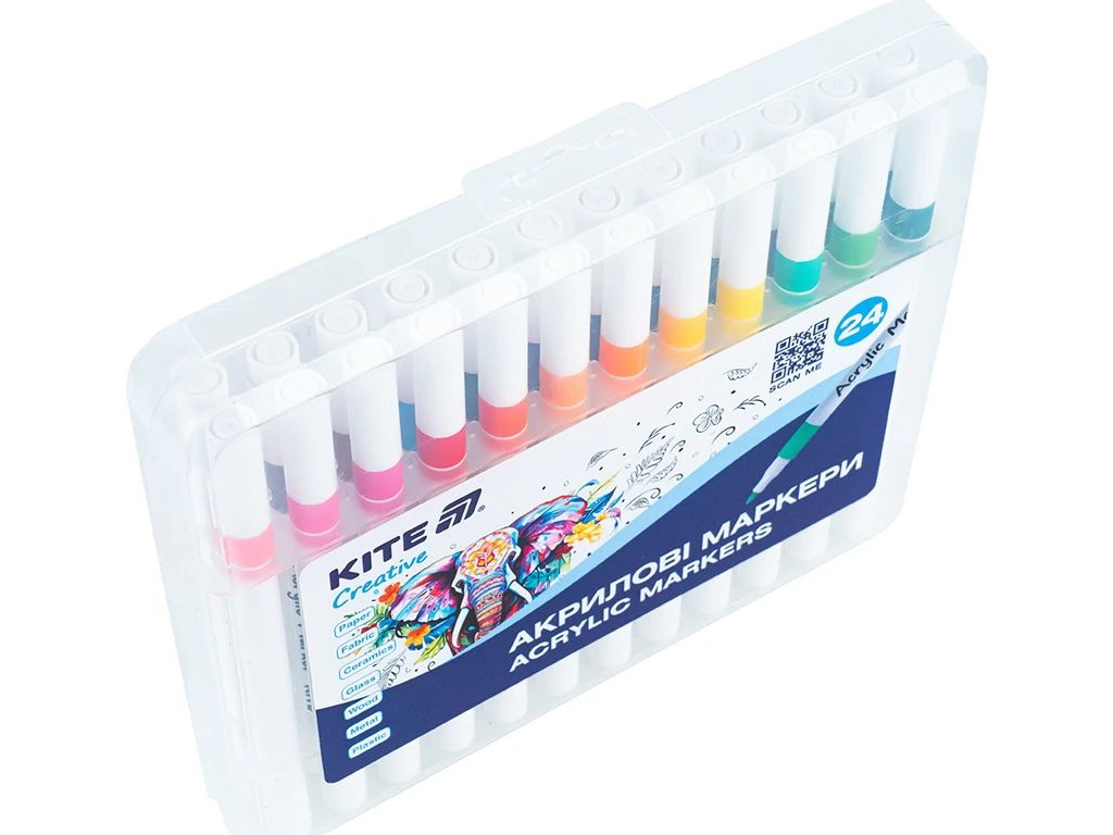 Маркеры акриловые Creative 24 цвета, Kite