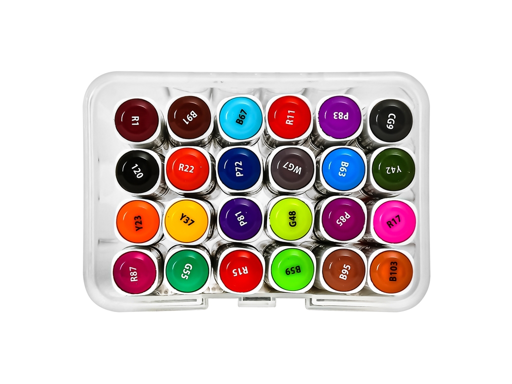 Маркеры двухсторонние белый корпус Marker 24 цветов