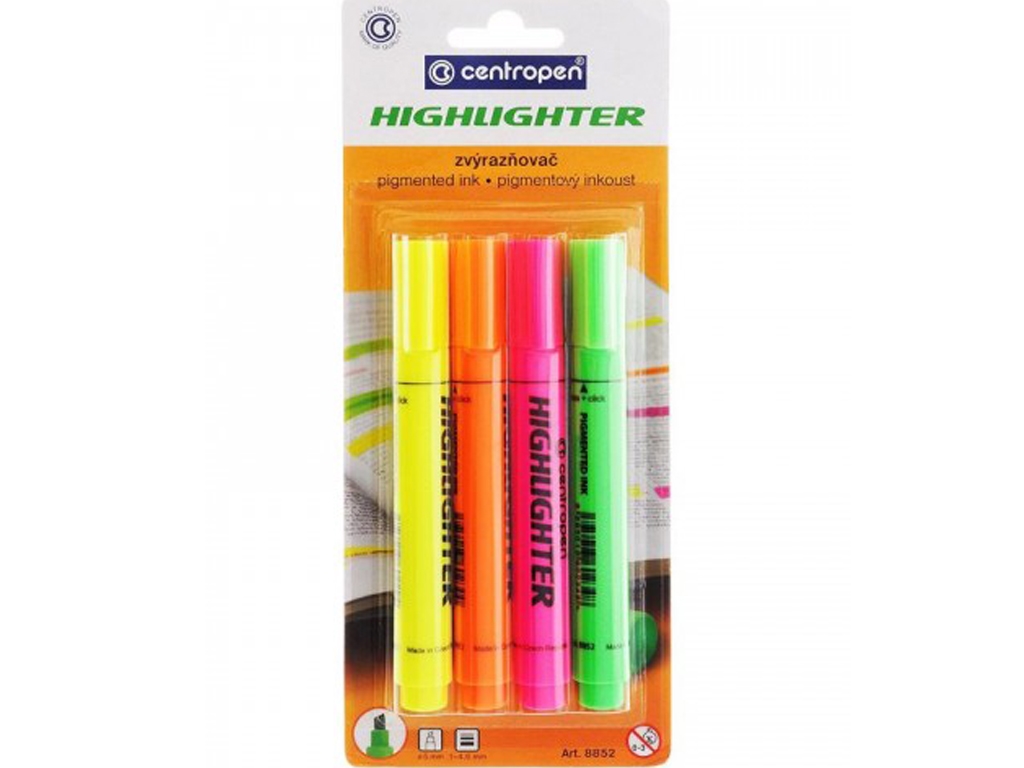 Маркер клиновидный Highlighter Fax, набор 4 цвета, линия 1-4,6 мм, Centropen