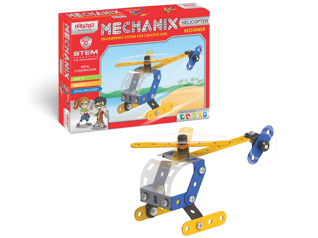 Конструктор металевий вертоліт Mechanix, 2 моделі, набір з інструментами, ZEPHYR