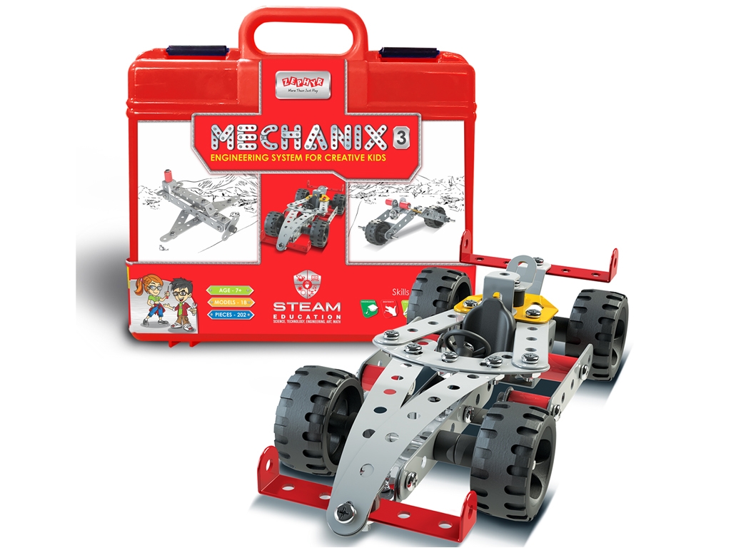 Металевий конструктор у пластиковому кейсі MECHANIX №3. 202 елементів. 18 моделей. ZEPHYR 01070