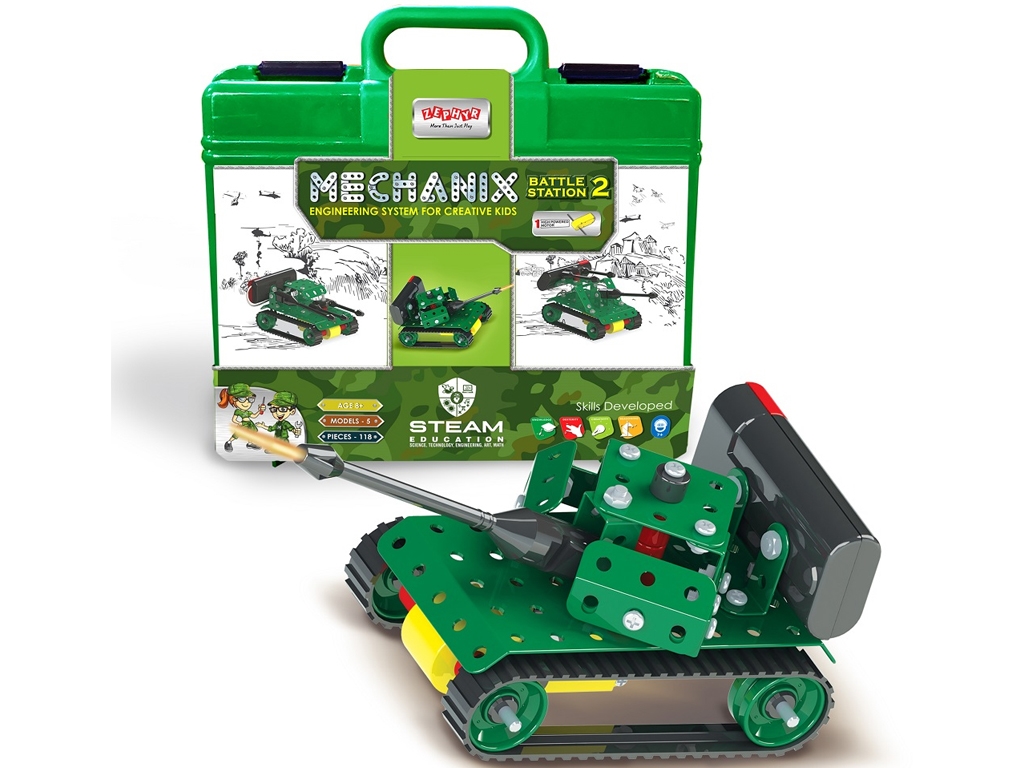 Металевий конструктор з електромотором MECHANIX. Військові. 118 елементів. 5 моделей. ZEPHYR 02124