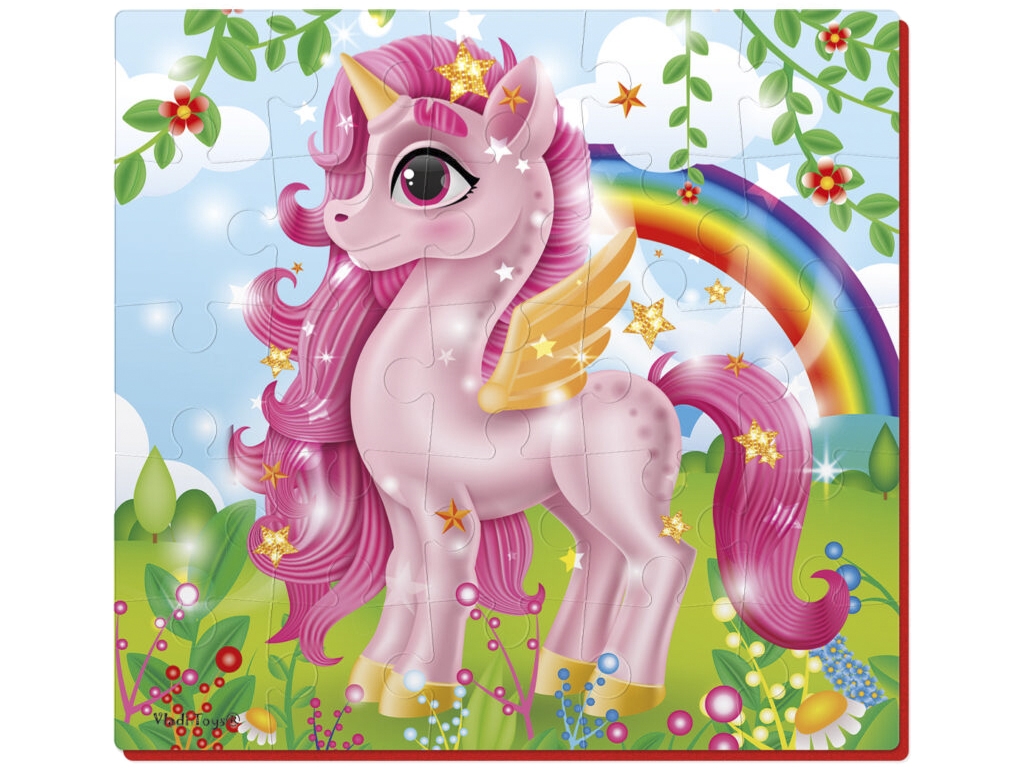 Мягкие пазлы 22х23 Розовый единорог, Vladi Toys