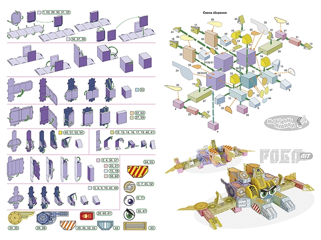 3D-конструктор із картону "Мобільні кубики. Роболіт", 6–8 років, Кенгуру