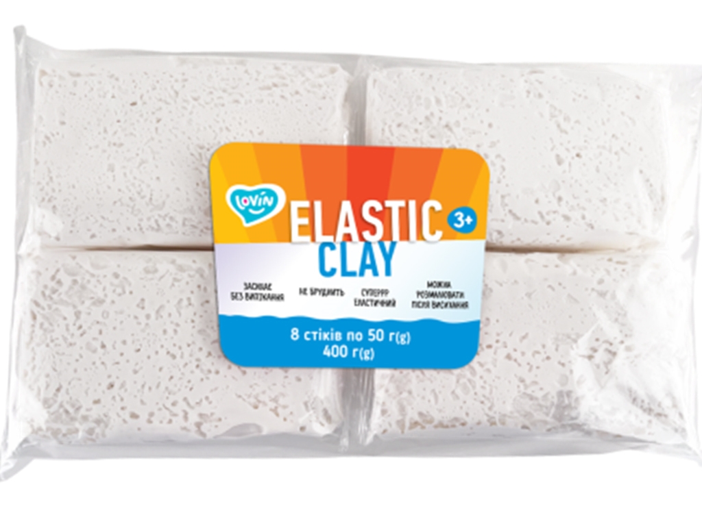 Набор для лепки с воздушным пластилином 400 гр. Elastic Clay white. TM LOVIN'DO 70165