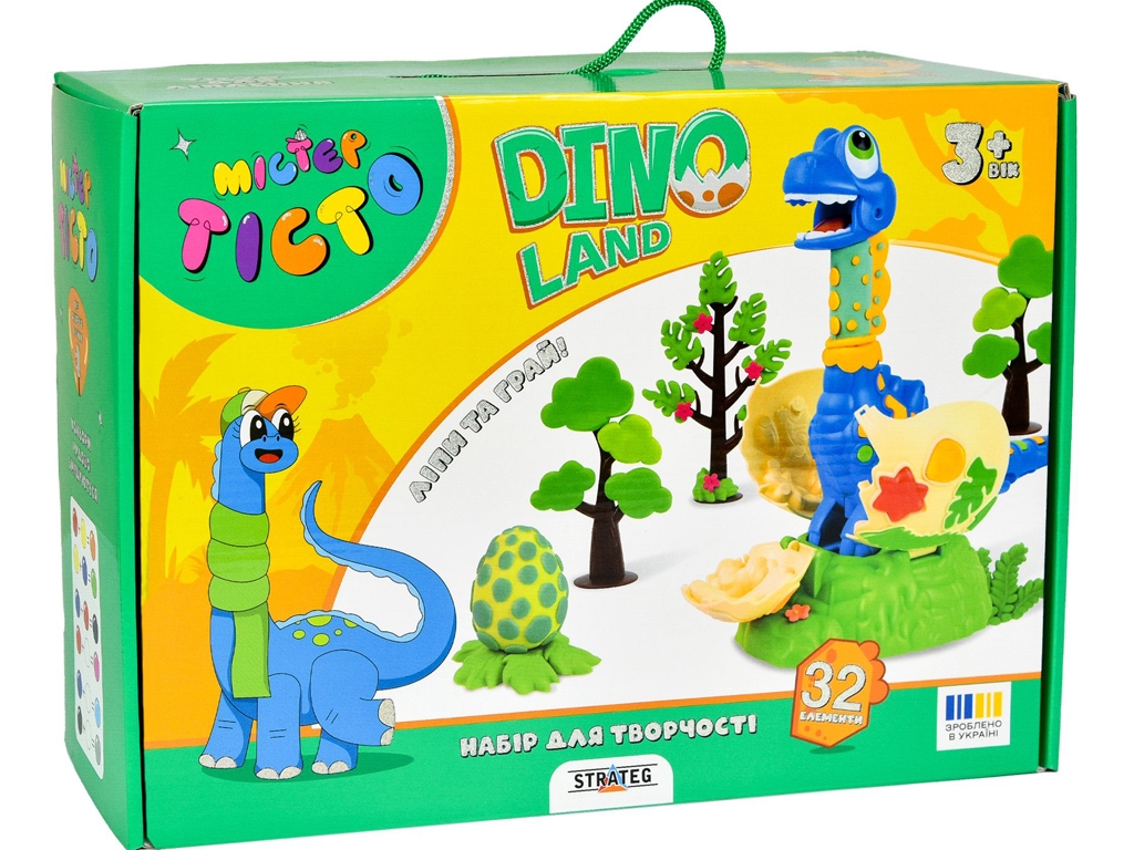 Набір для творчості тісто для ліплення Mister Tisto Dino Land, з фігурками, Strateg
