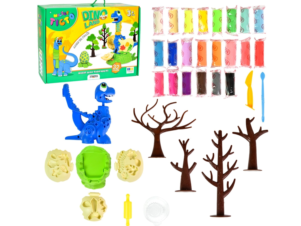 Набір для творчості тісто для ліплення Mister Tisto Dino Land, з фігурками, Strateg