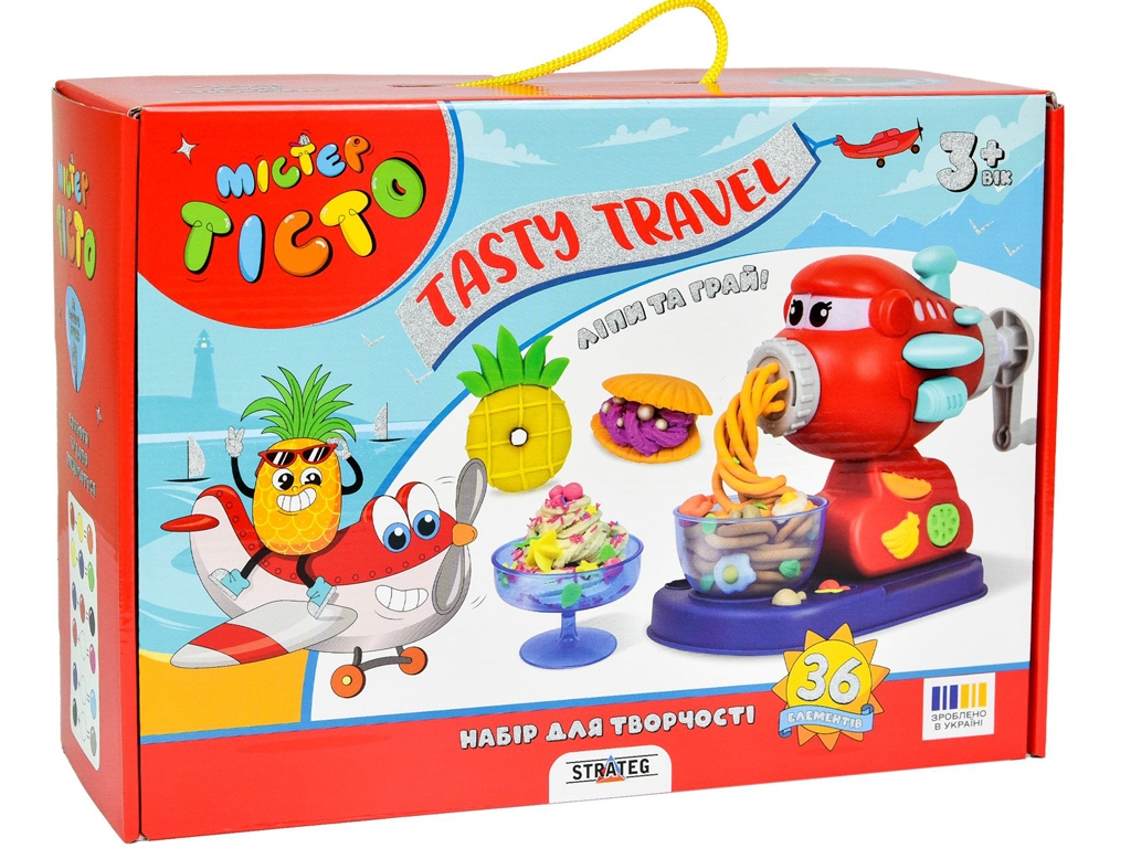Набір для творчості тісто для ліплення Mister Tisto Tasty Travel, з апаратом та формами, Strateg