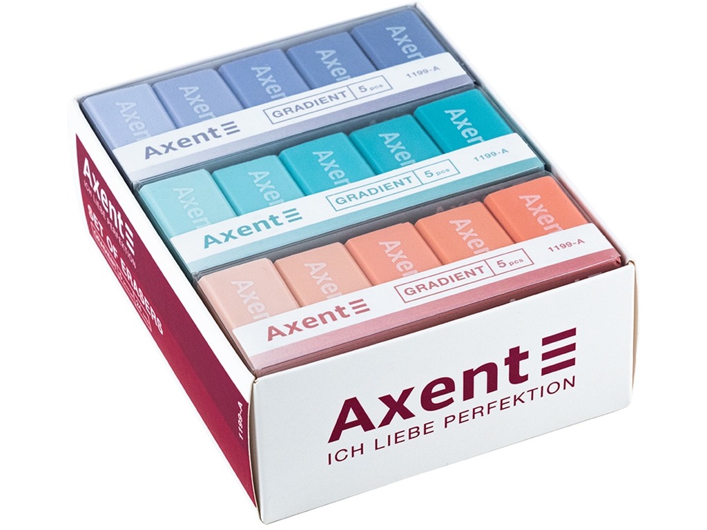 Набір гумок Gradient у пластиковому боксі 5 шт. Axent 1199-A