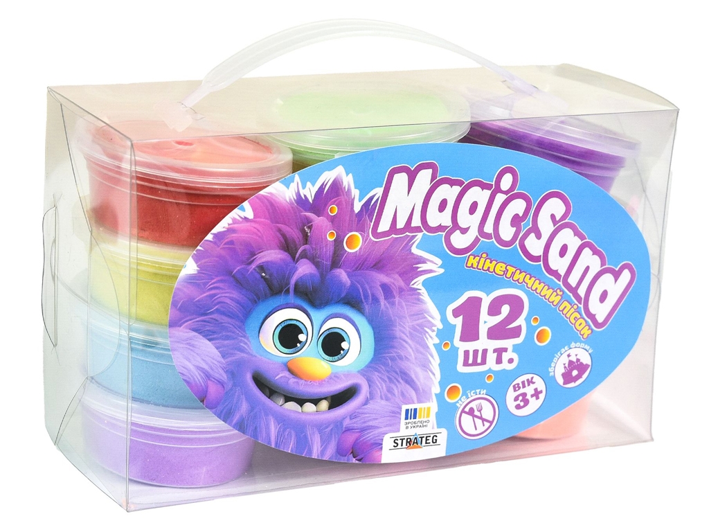 Набор кинетического песка Magic Sand, 12 цветов, для лепки и сенсорных игр, Strateg