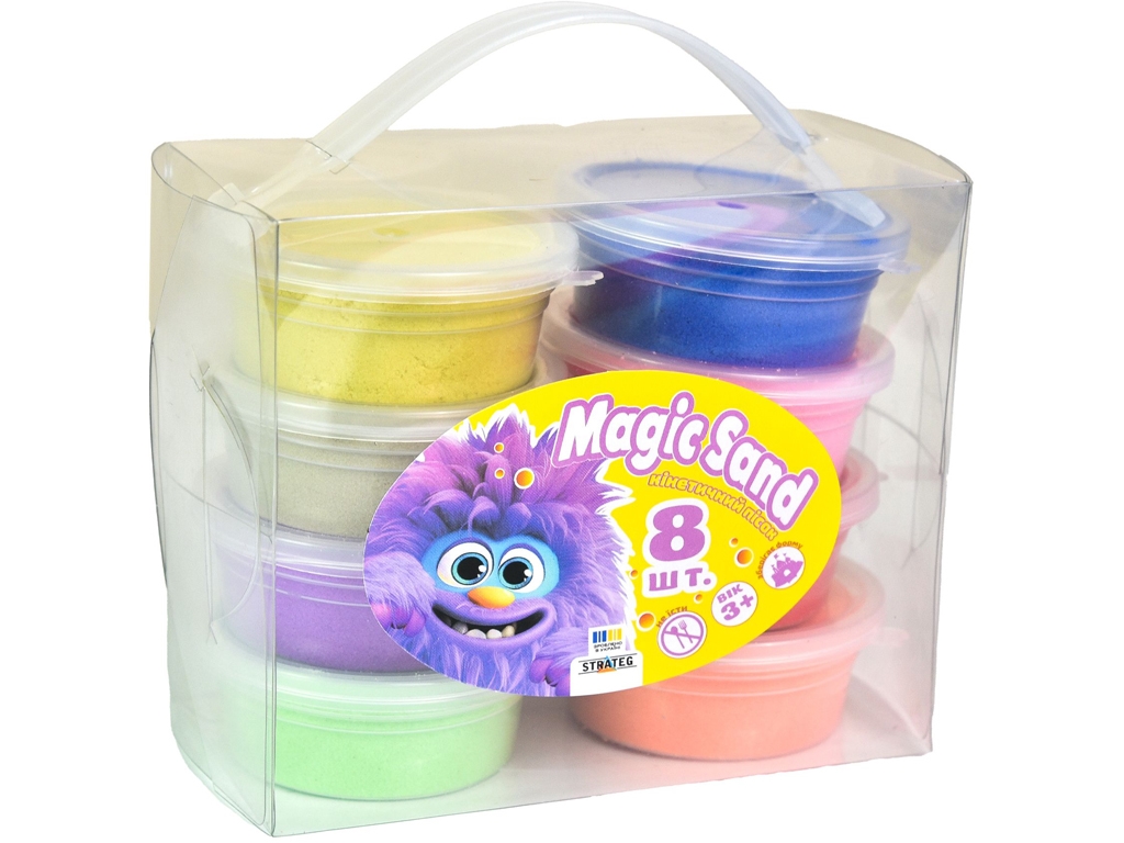 Набор кинетического песка Magic Sand, 8 цветов, для лепки и сенсорных игр, Strateg