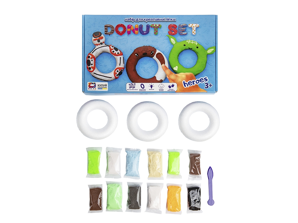 Набор легкого пластилина Donut Set HEROES. TM Moon Light Clay 70089