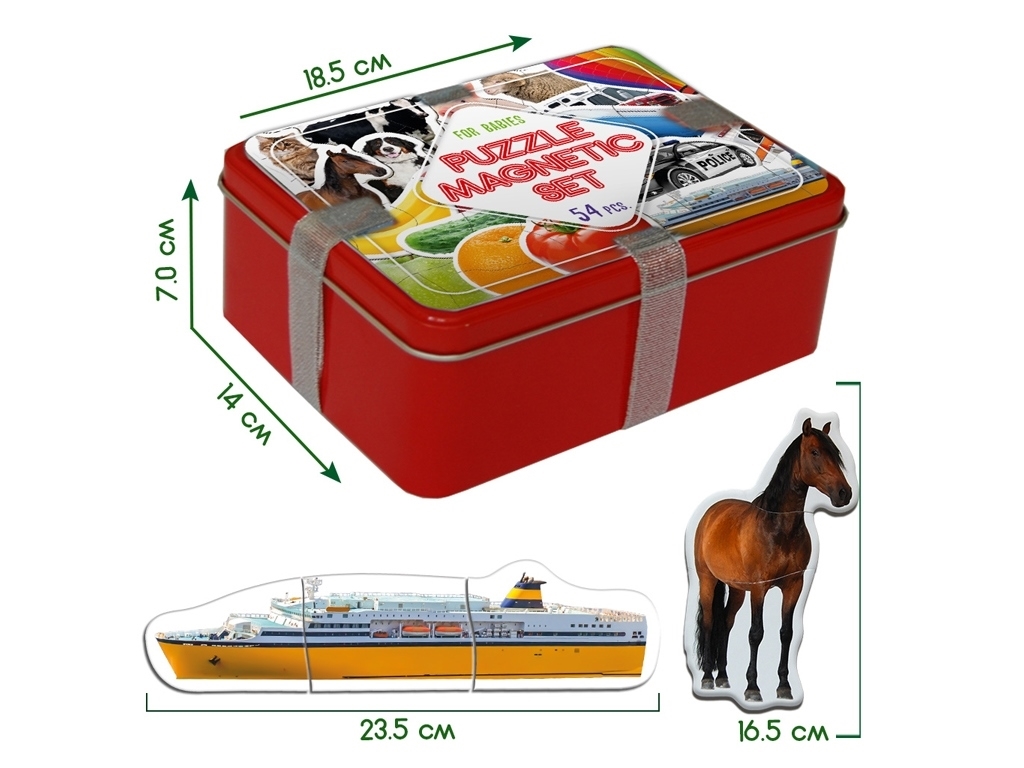 Набір магнітів 4in1 Magnetic Gift puzzle for baby 54 шт. Magdum ML4031-62 EN