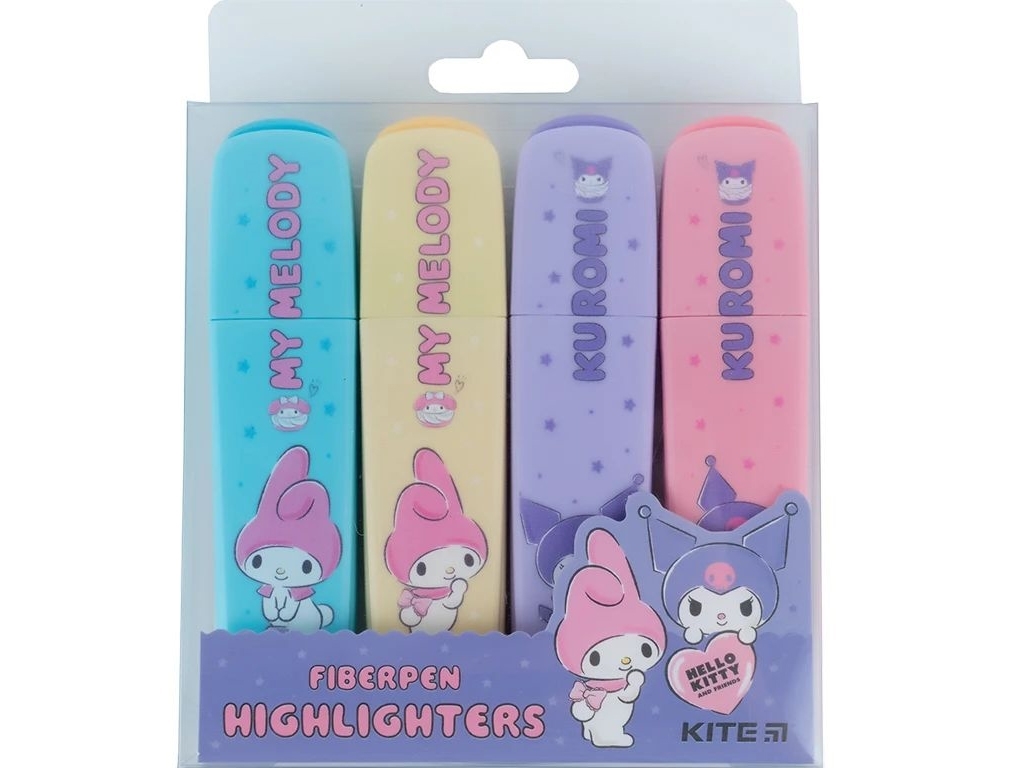 Набір маркерів текстових Highlighter Куромі 4 шт, Kuromi, Kite
