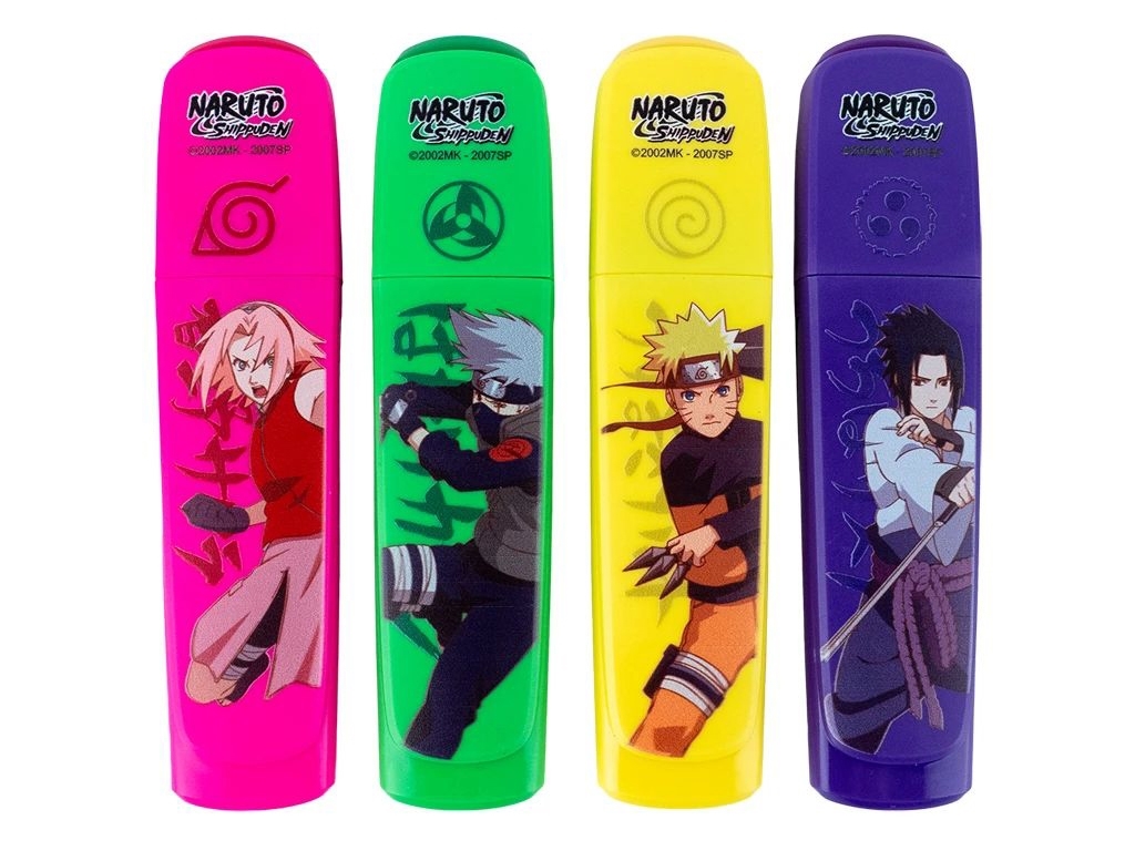 Набір маркерів текстових Highlighter Naruto 4 шт, Kite