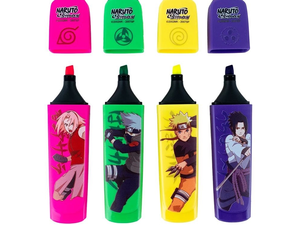 Набір маркерів текстових Highlighter Naruto 4 шт, Kite