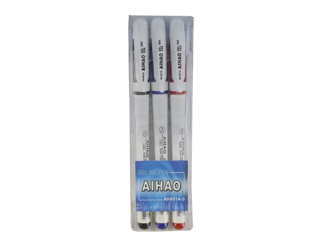 Набор ручек гелевых 3 цветов AIHAO AH801A-3