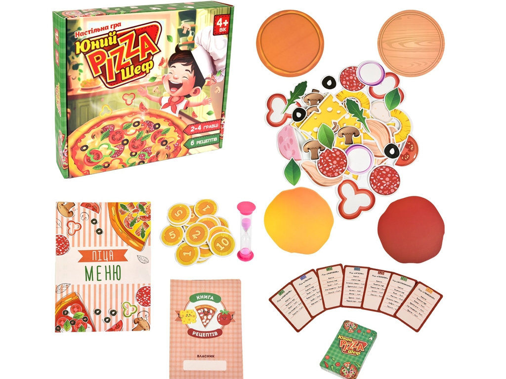 Настольная игра сложение пиццы Юный Pizza шеф, с ингредиентами и рецептами, Strateg