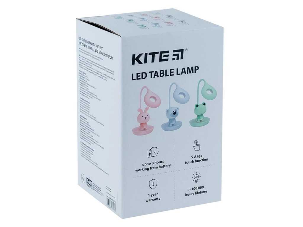 Настольная лампа голубая LED с аккумулятором Bunny, Kite