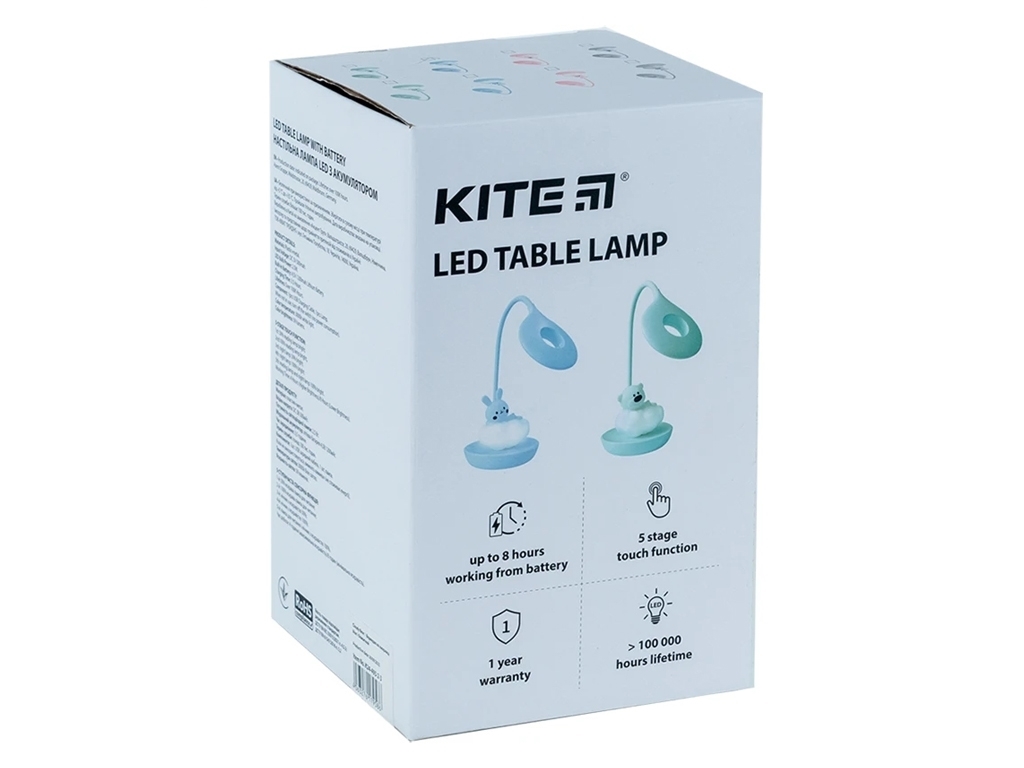 Настольная лампа голубая LED с аккумулятором Cloudy Bear, Kite