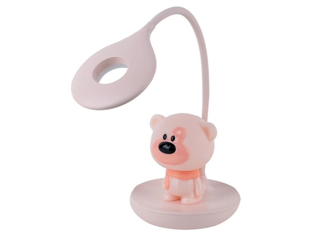 Настольная лампа розовая LED с аккумулятором Bear, Kite
