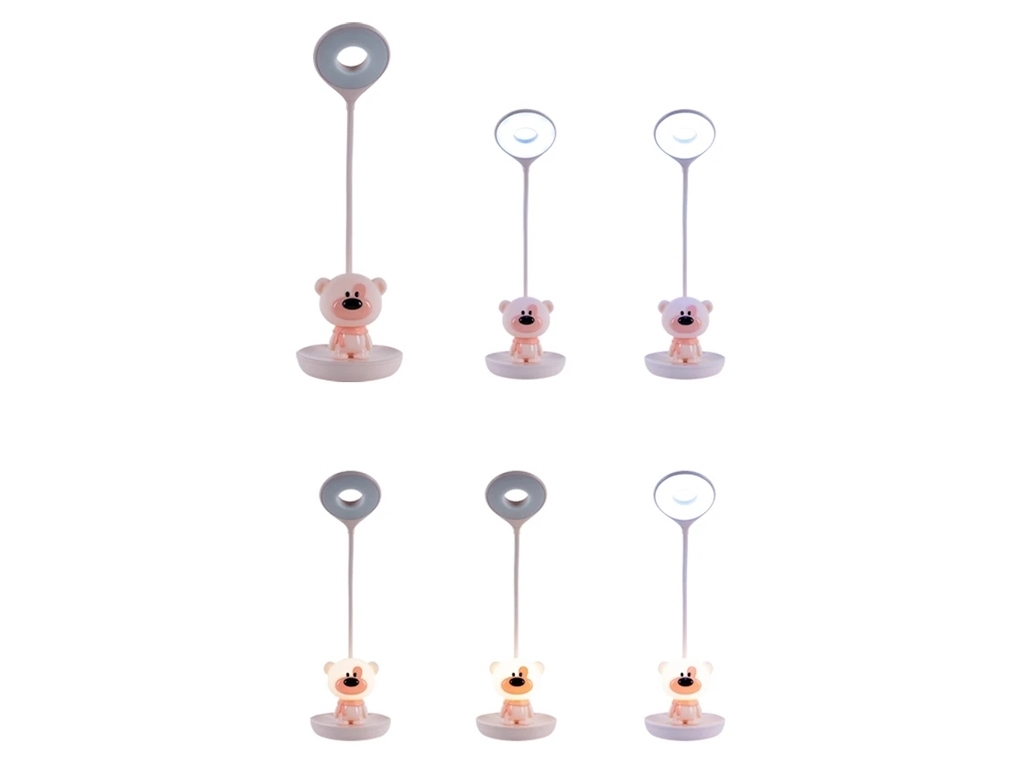 Настольная лампа розовая LED с аккумулятором Bear, Kite