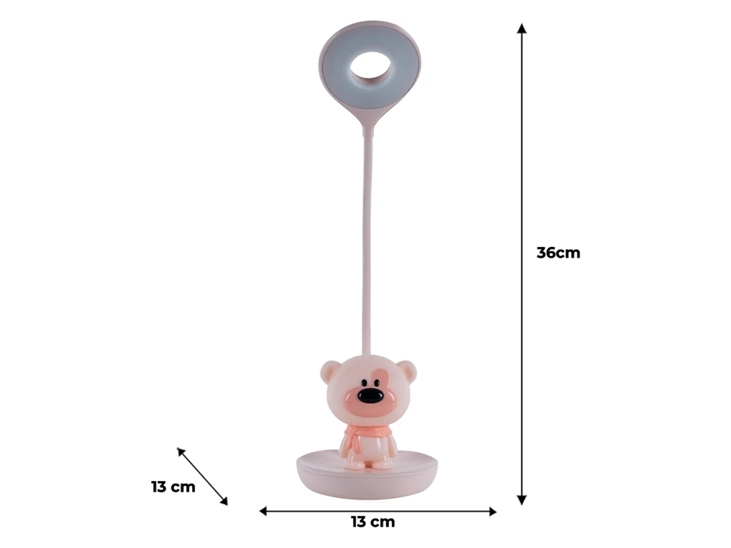 Настольная лампа розовая LED с аккумулятором Bear, Kite
