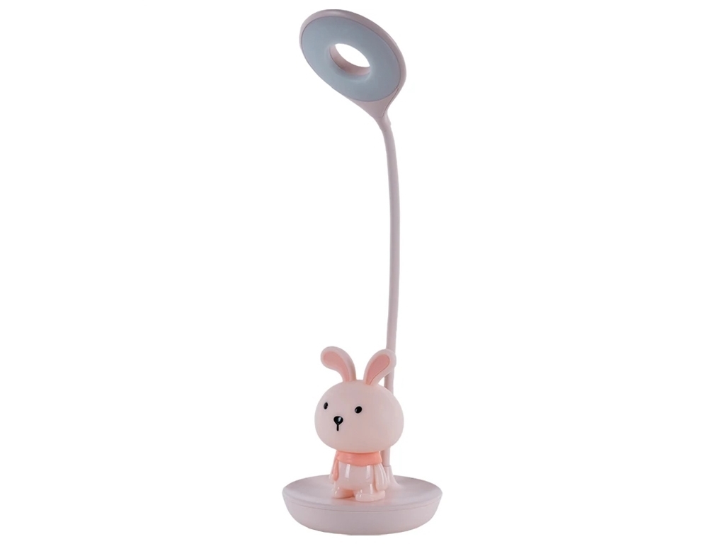 Настольная лампа розовая LED с аккумулятором Bunny, Kite