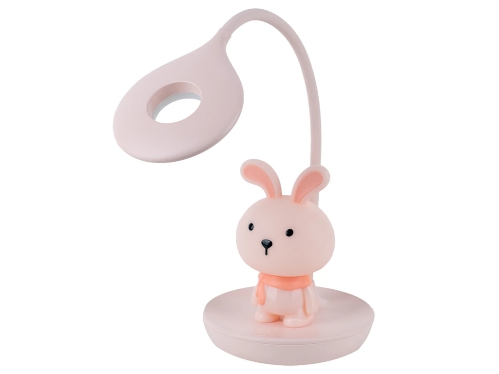 Настольная лампа розовая LED с аккумулятором Bunny, Kite