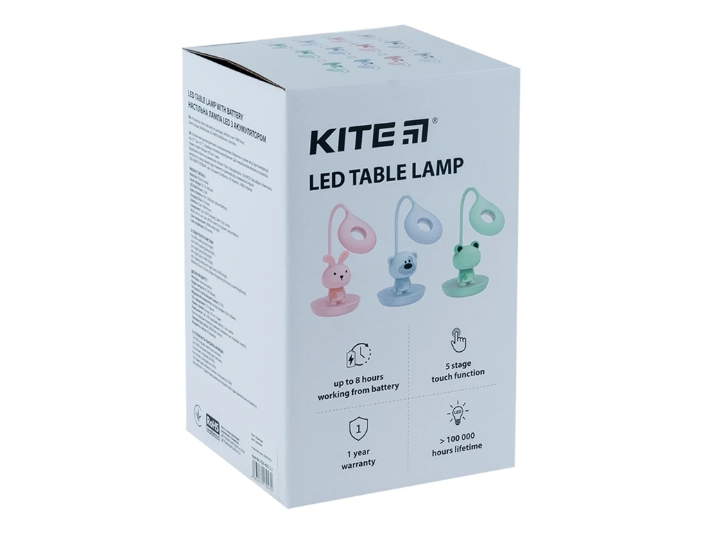 Настольная лампа розовая LED с аккумулятором Bunny, Kite
